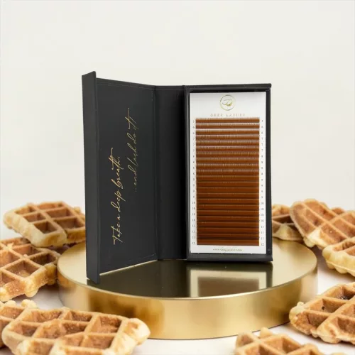 22 rânduri - MIX • Waffle • curbură L • 0.07 - Extensii gene maro