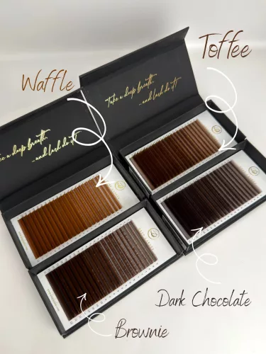 22 rânduri - MIX • Waffle • curbură L • 0.07 - Extensii gene maro