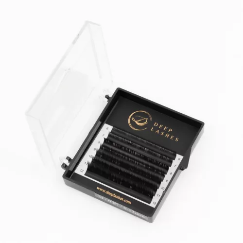 7 rânduri - MIX • curbură M • 0.07 (6-12 mm) - Extensii gene - Premium Black Collection PROMOTION