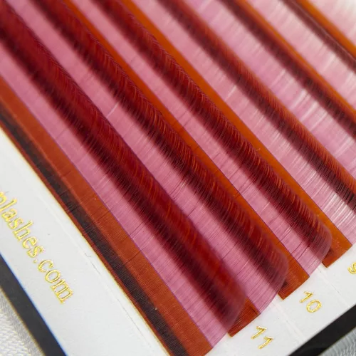 7 rânduri - MIX • Chrome Pink • 0.07 (6-12 mm) - Extensii gene colorate