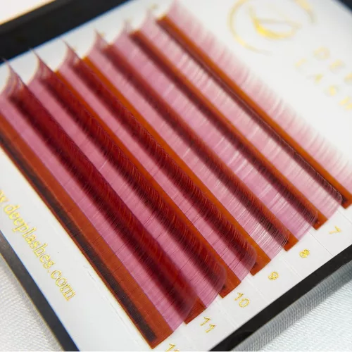 7 rânduri - MIX • Chrome Pink • 0.07 (6-12 mm) - Extensii gene colorate