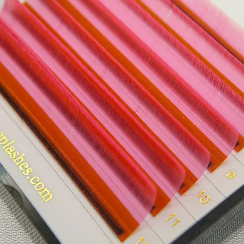 7 rânduri - MIX • Roz neon • 0.07 (6-12 mm) - Extensii gene colorate