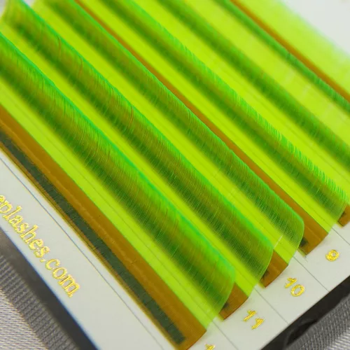 7 rânduri - MIX • Verde neon • 0.07 (6-12 mm) - Extensii gene colorate
